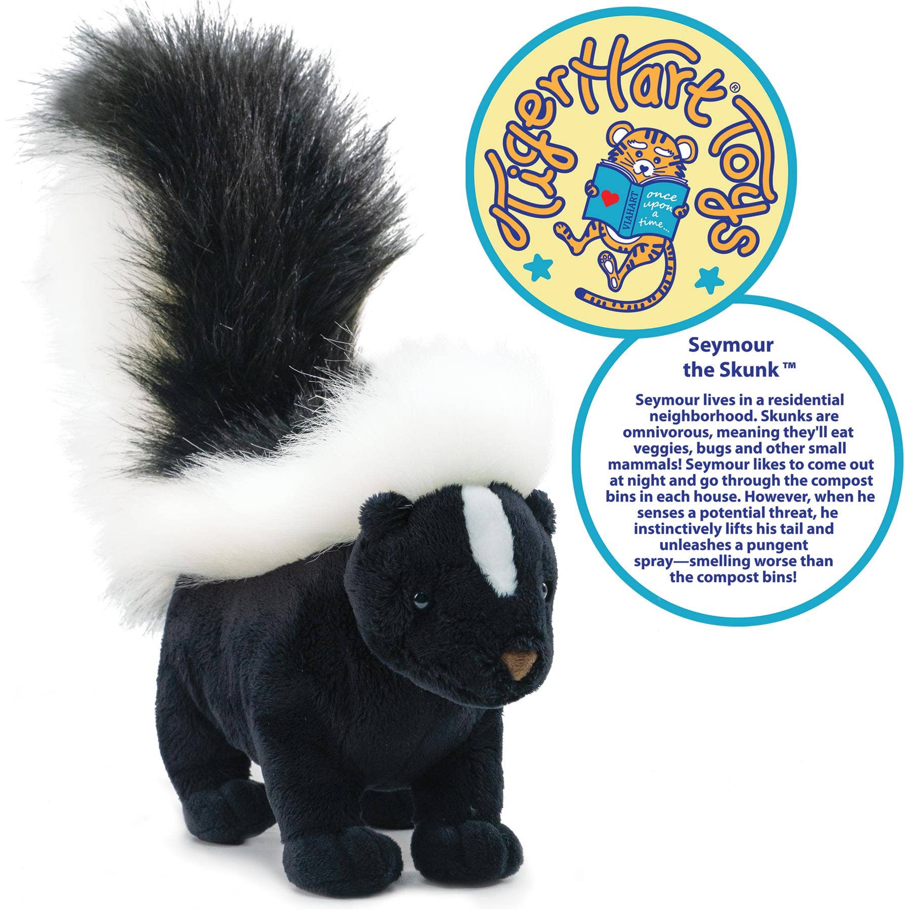 VIAHART Toy Co. - TigerHart Seymour the Skunk - 11 Inch Stuffed Animal Plush