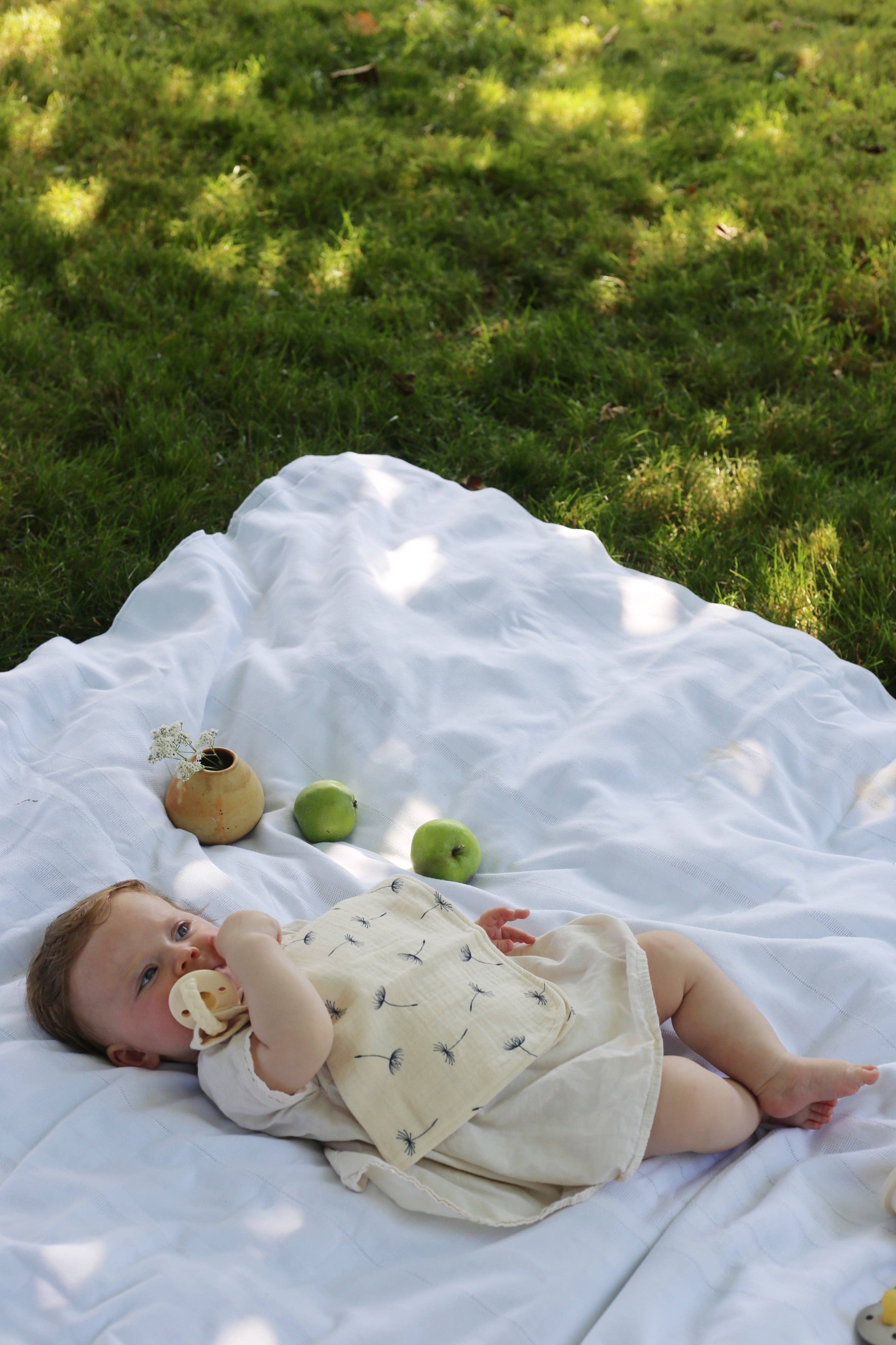 Floral Vanilla Organic Cotton Muslin Lovey Blanket