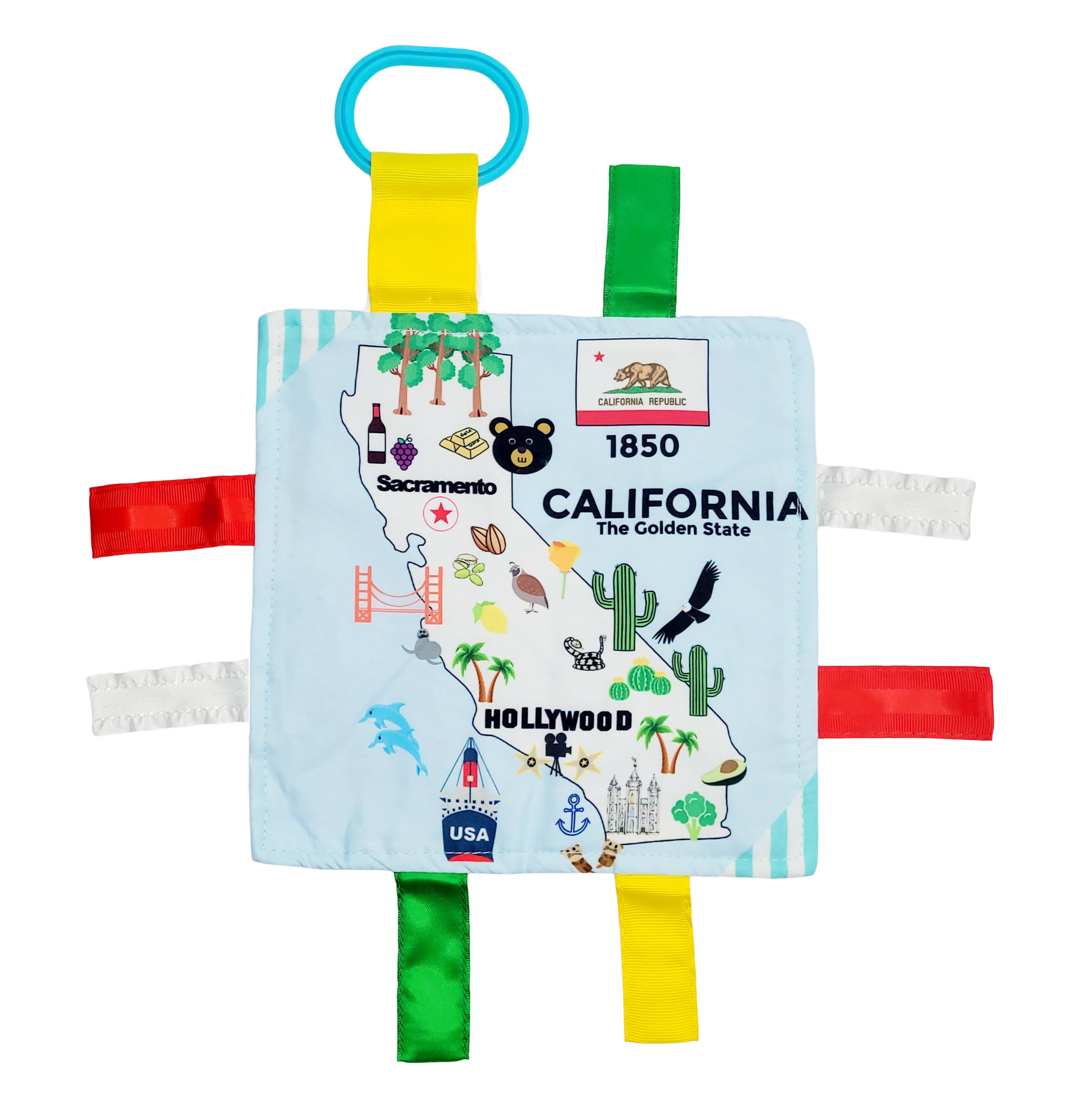 California Toy Teaches State Fact Crinkle Tag Square 8"x 8"