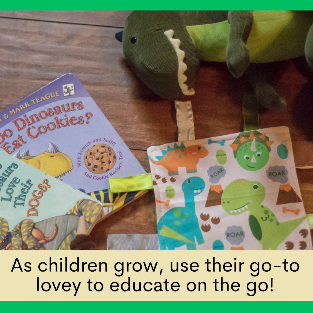Baby Jack and Company - Dinosaur Learning Lovey Crinkle Tag Sensory Toy 8"x8"