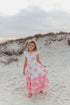Kids Bella Pink Bow Flutter Sleeve Ruffles Spring Dress
