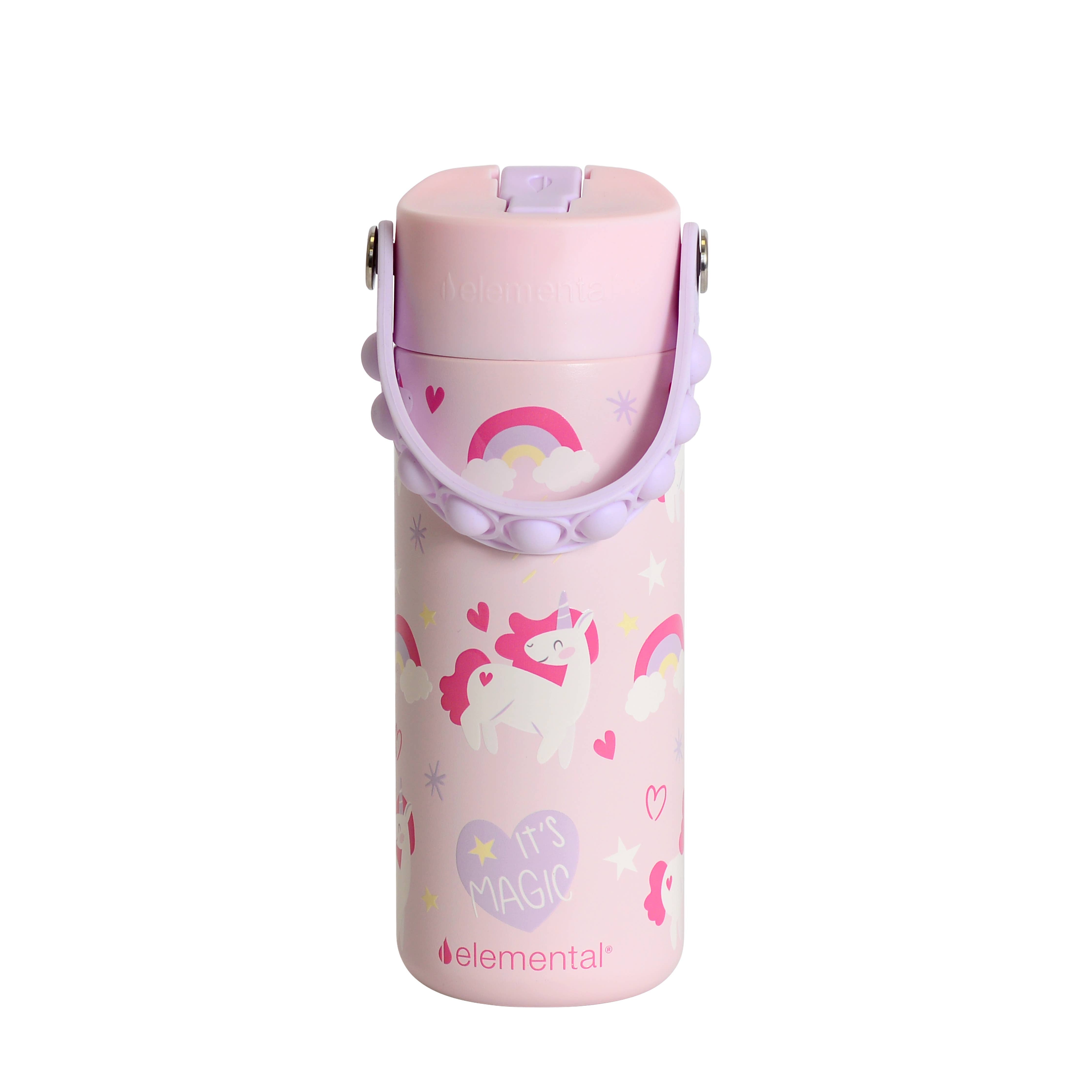Elemental - Fidget Handle Kids Stainless Bottle 18oz Unicorn Magic