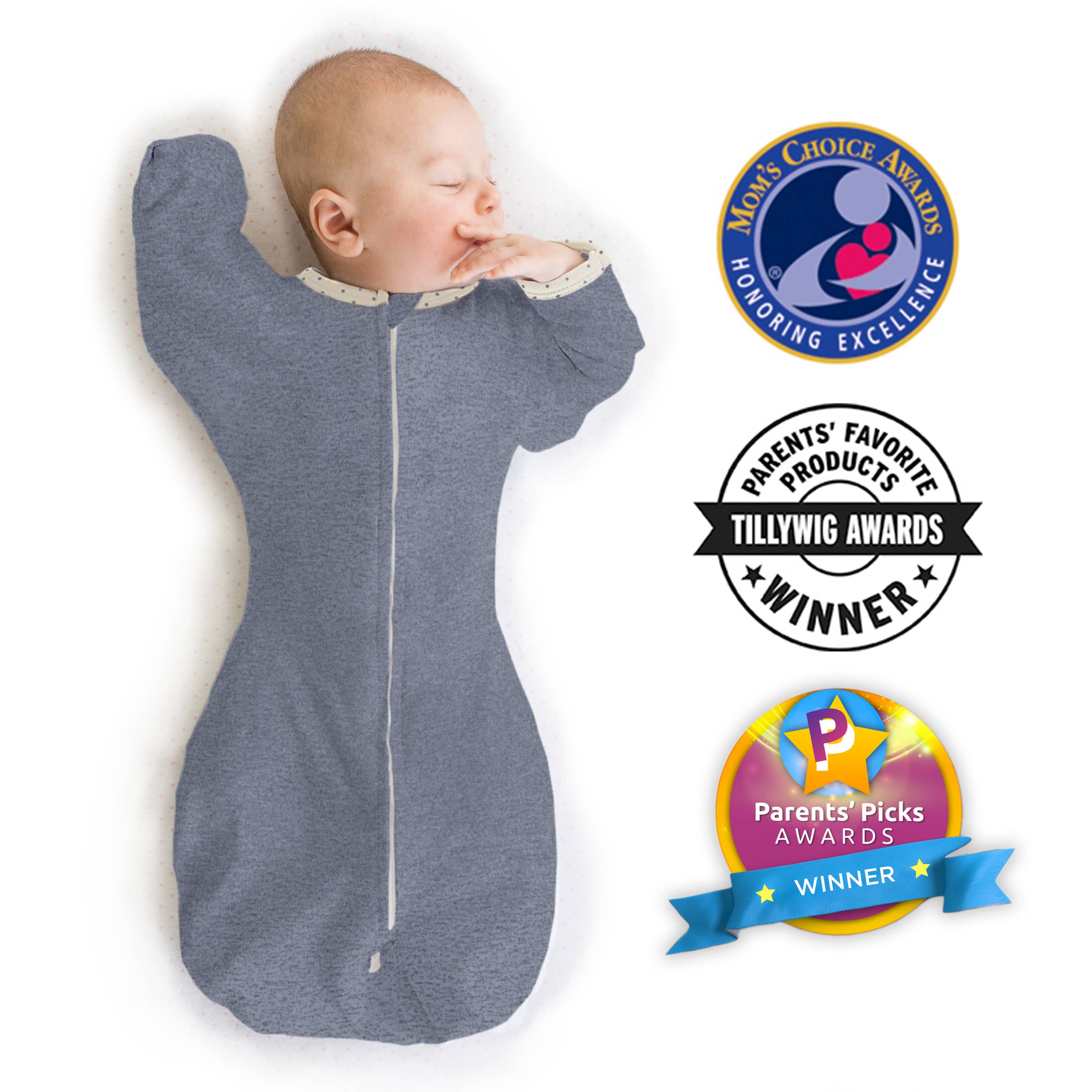SwaddleDesigns - Transitional Swaddle Sack, Heathered Denim