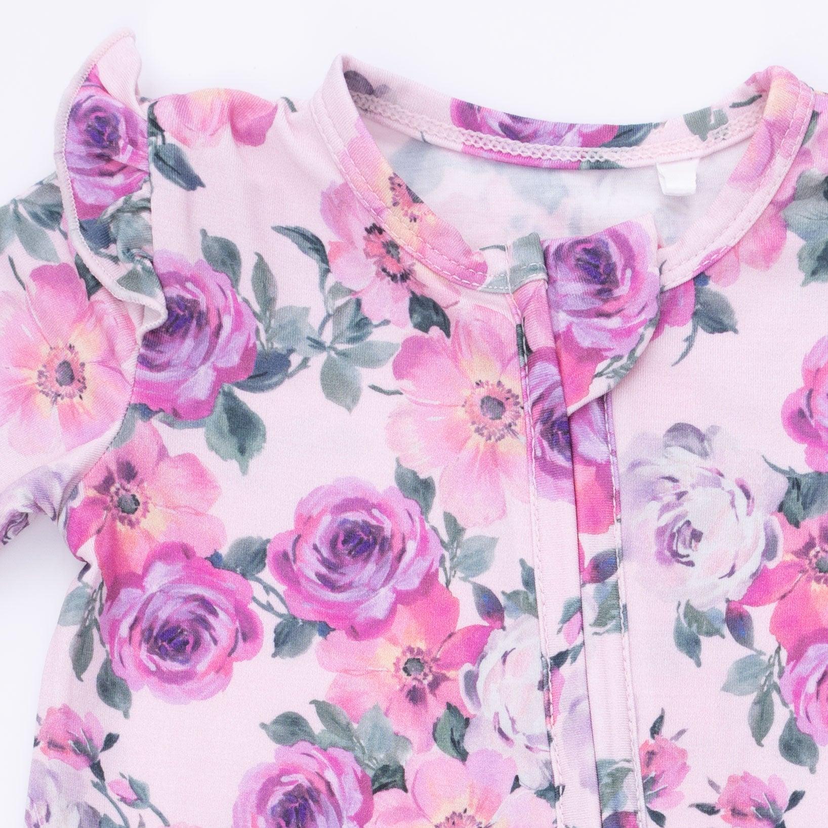 Angel Dear Rose Abundance 2 Way Ruffle Sleeve Zipper Footie
