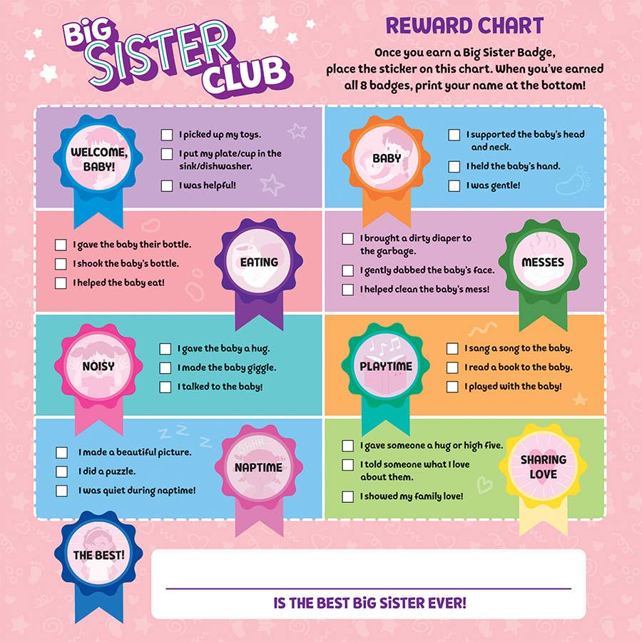 Cottage Door Press - Big Sister Club Board Book with Reward Chart & Stickers