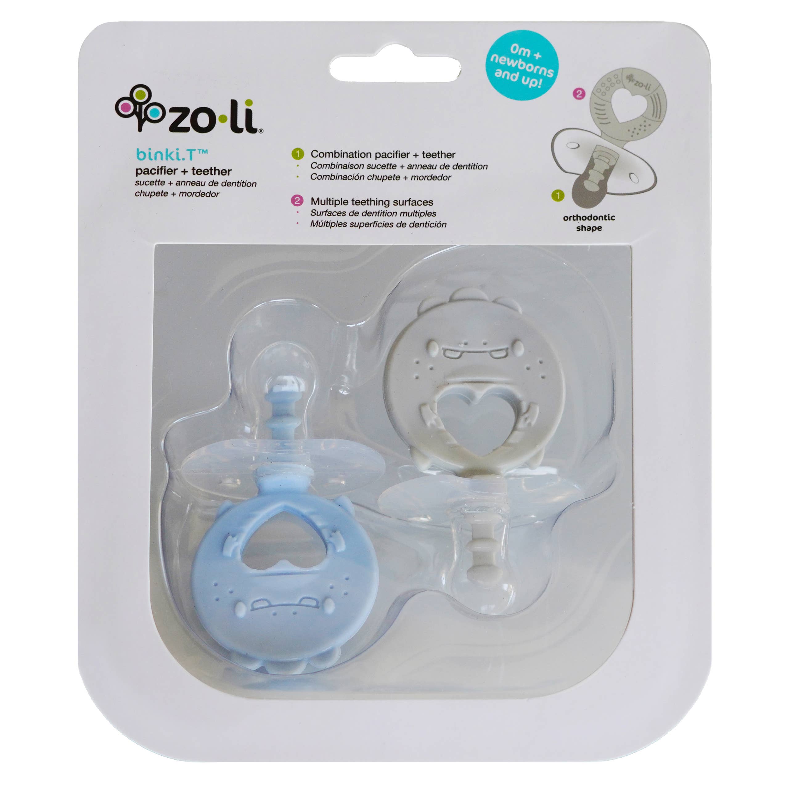 Binki T dino - pacifier + teether combination mist + ash