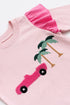 Monica + Andy - Kids Sweatshirt + Ribbed Legging Set_Palm Springs on Pink: Girl / Palm Springs on Pink / 0-3m