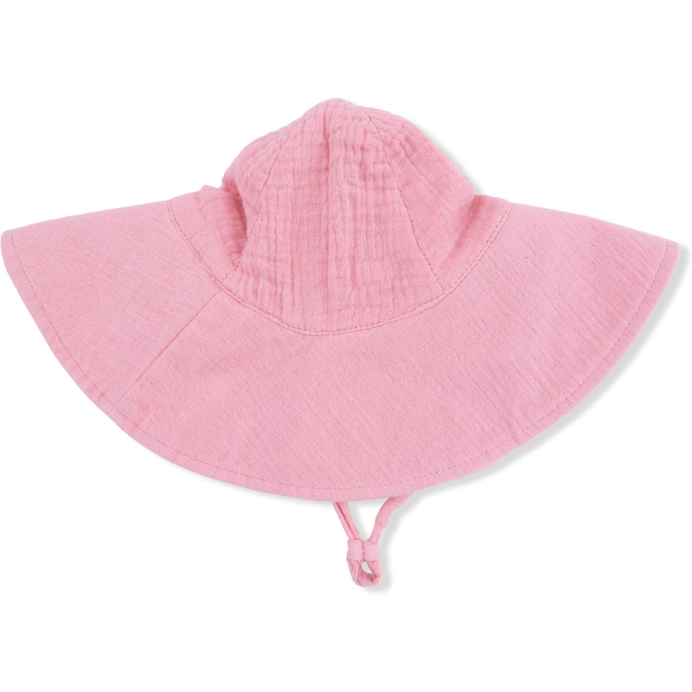 Angel Dear Solid Muslin Poignant Pink Wide Brim Sun Hat