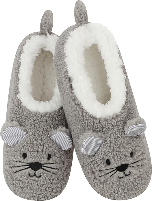 Snoozies Kids' Furry Foot Pals Slippers - Grey Mouse Buddy