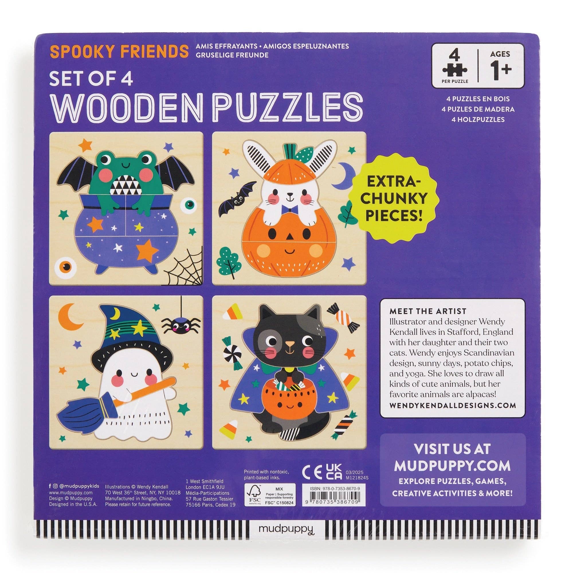 Chronicle Books - Spooky Friends Set of 4 Wood Puzzles