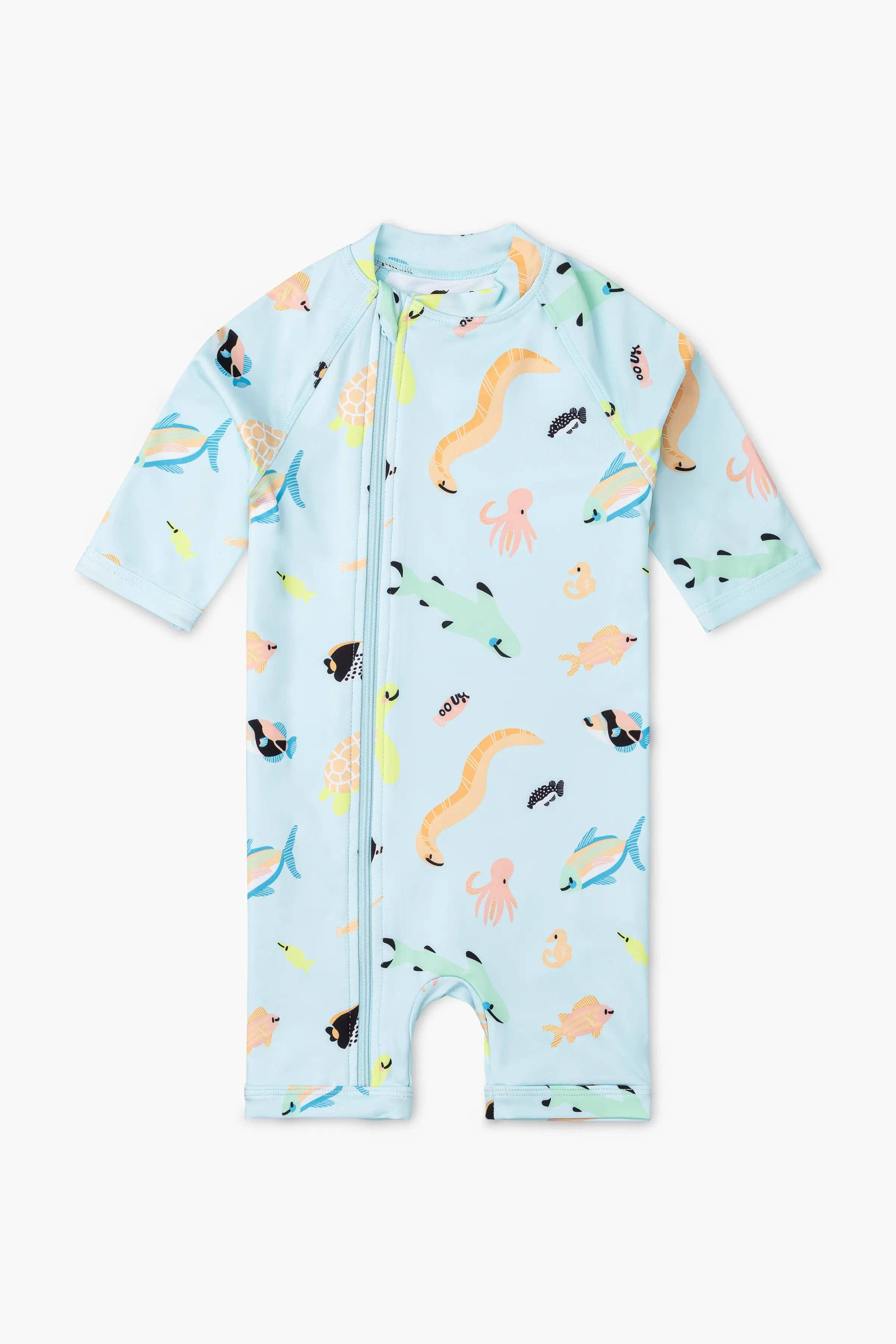 Kids & Baby Swim Long Rashguard One-Piece_Reef Life: Unisex / Reef Life