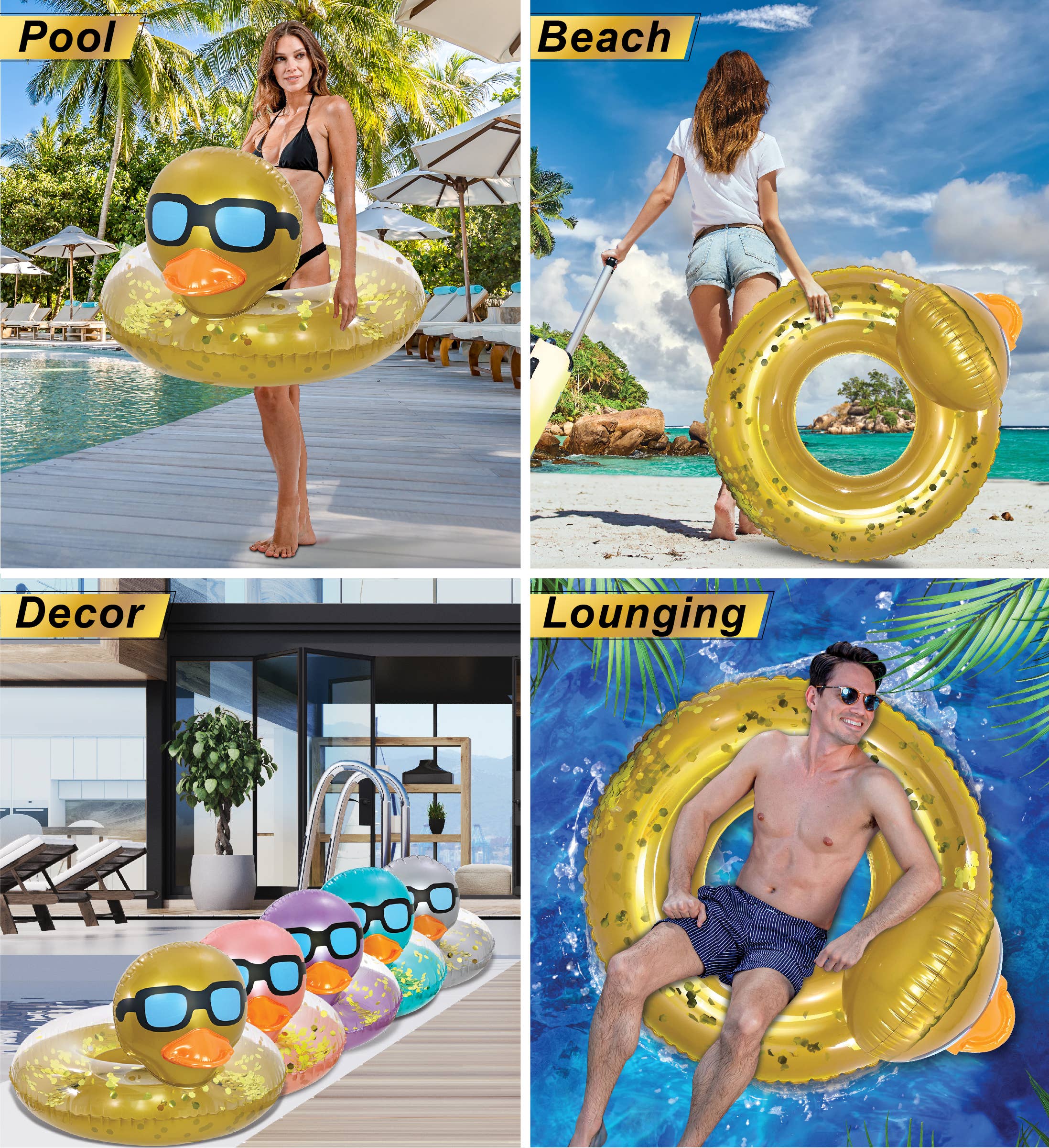 Pool Float - Duck Pool Tube - Gold