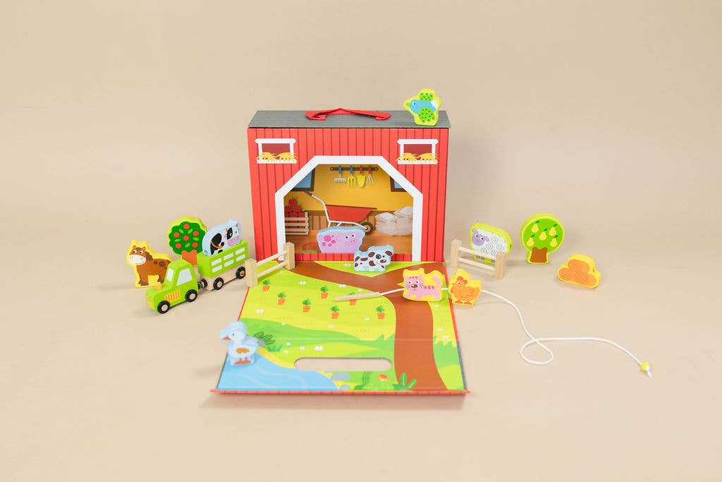 Spirit 'N Sprout - CASE Farm Play Set Lacing Toy - Open-ended Scene