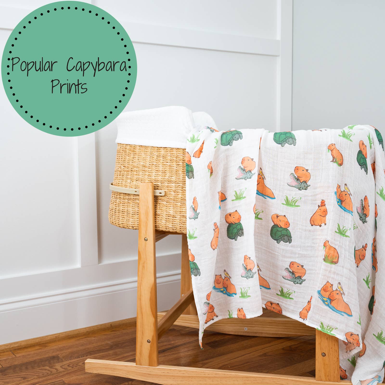 LollyBanks - Be Cappy Capybara Baby Swaddle Blanket