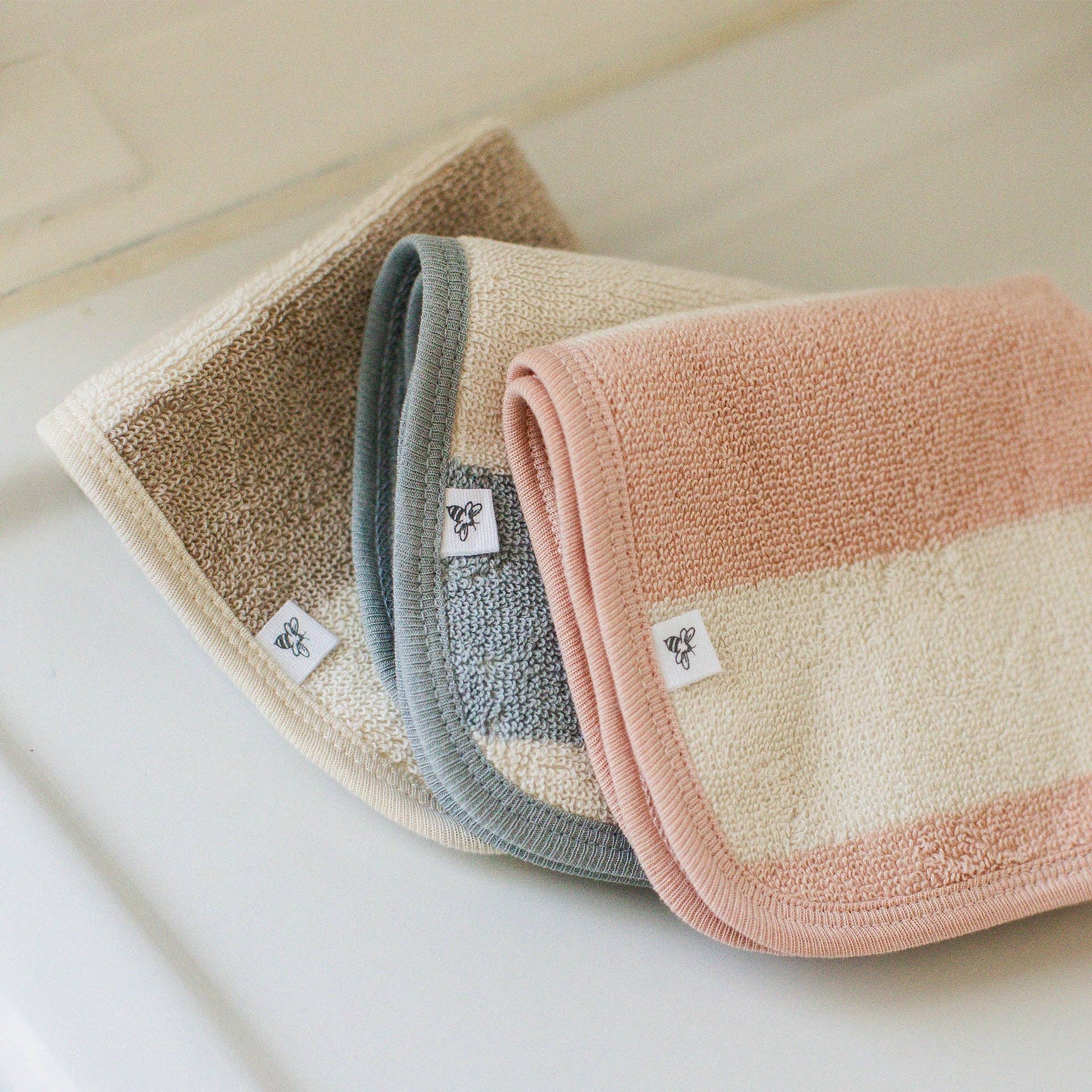 Burt's Bees Baby - Rugby Stripe Woven Terry Towel & Washcloth Set: Quarry / One Size