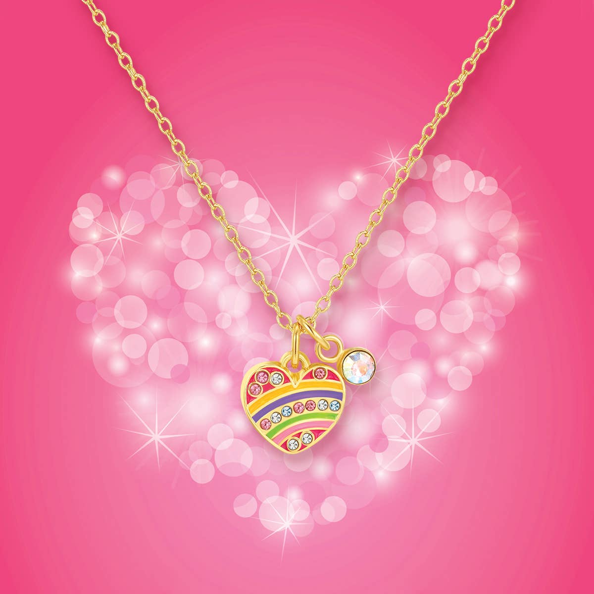 Sweet Petite Necklace- Crystal Rainbow Heart