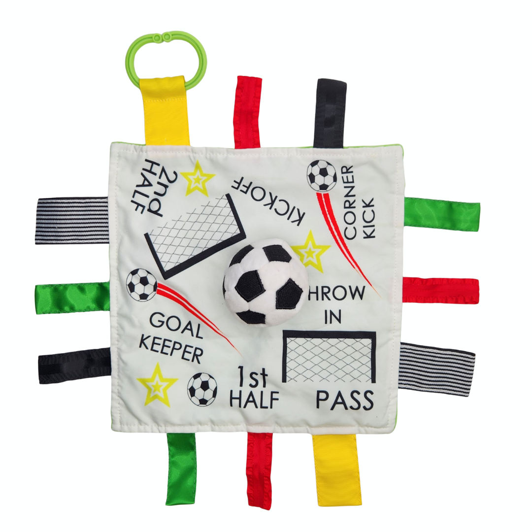 Baby Jack and Company - Soccer Ball Baby Learning Lovey Tag Stroller Toy 10" x 10"