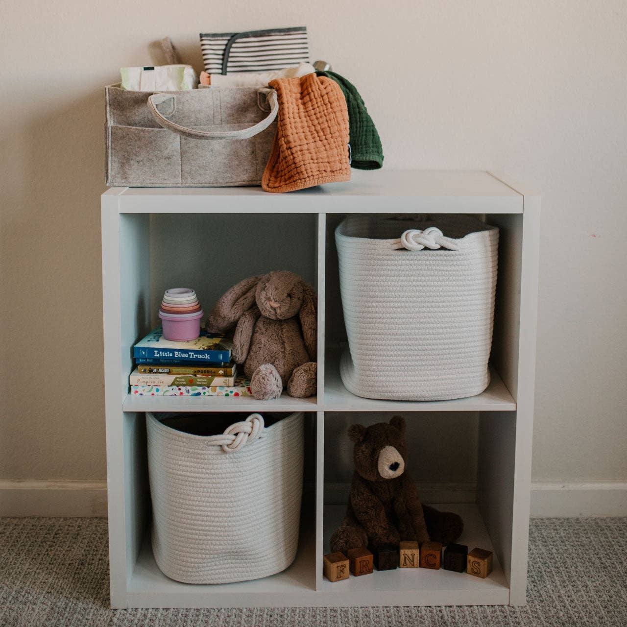 Rope Cube Storage Basket - White