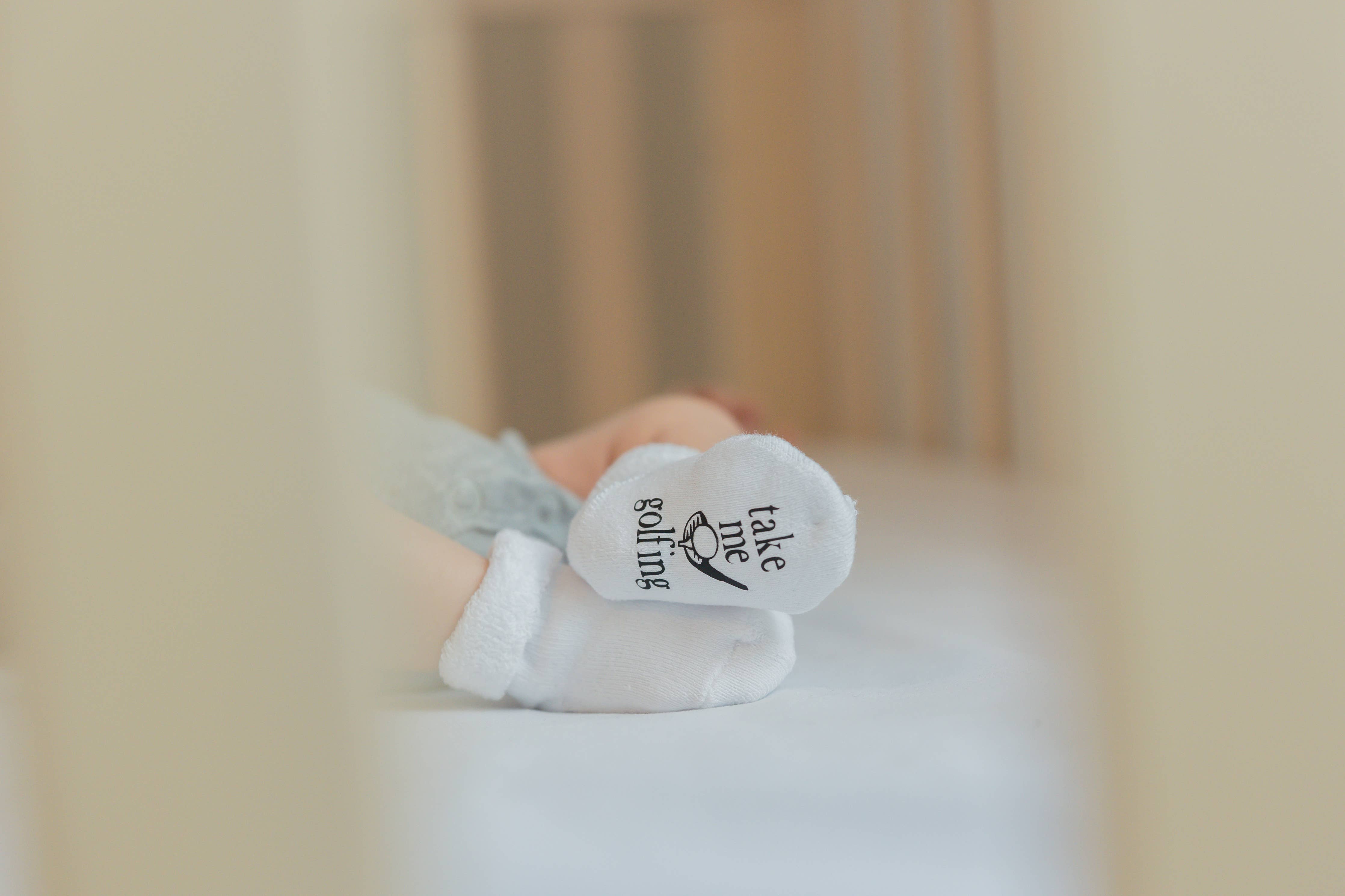Dorothy’s Reason - Golf Items, Take Me Golfing Baby Socks, Boy Items, Dad Gifts: 0-6 mo