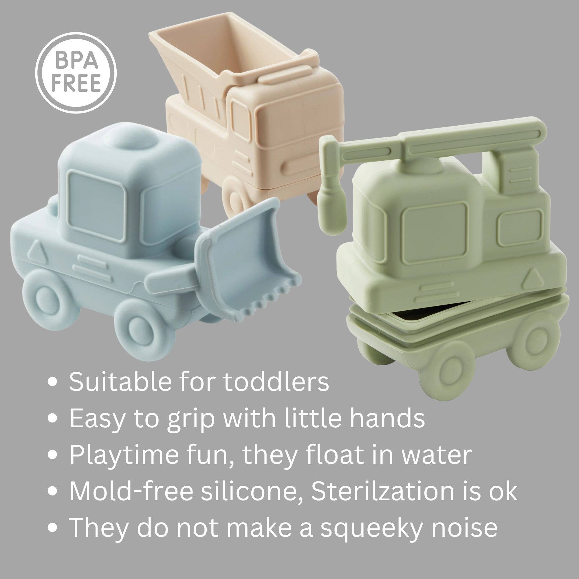 Ali+Oli - Ali+Oli Squirt Water Bath Toy Set (Construction) Mold Free