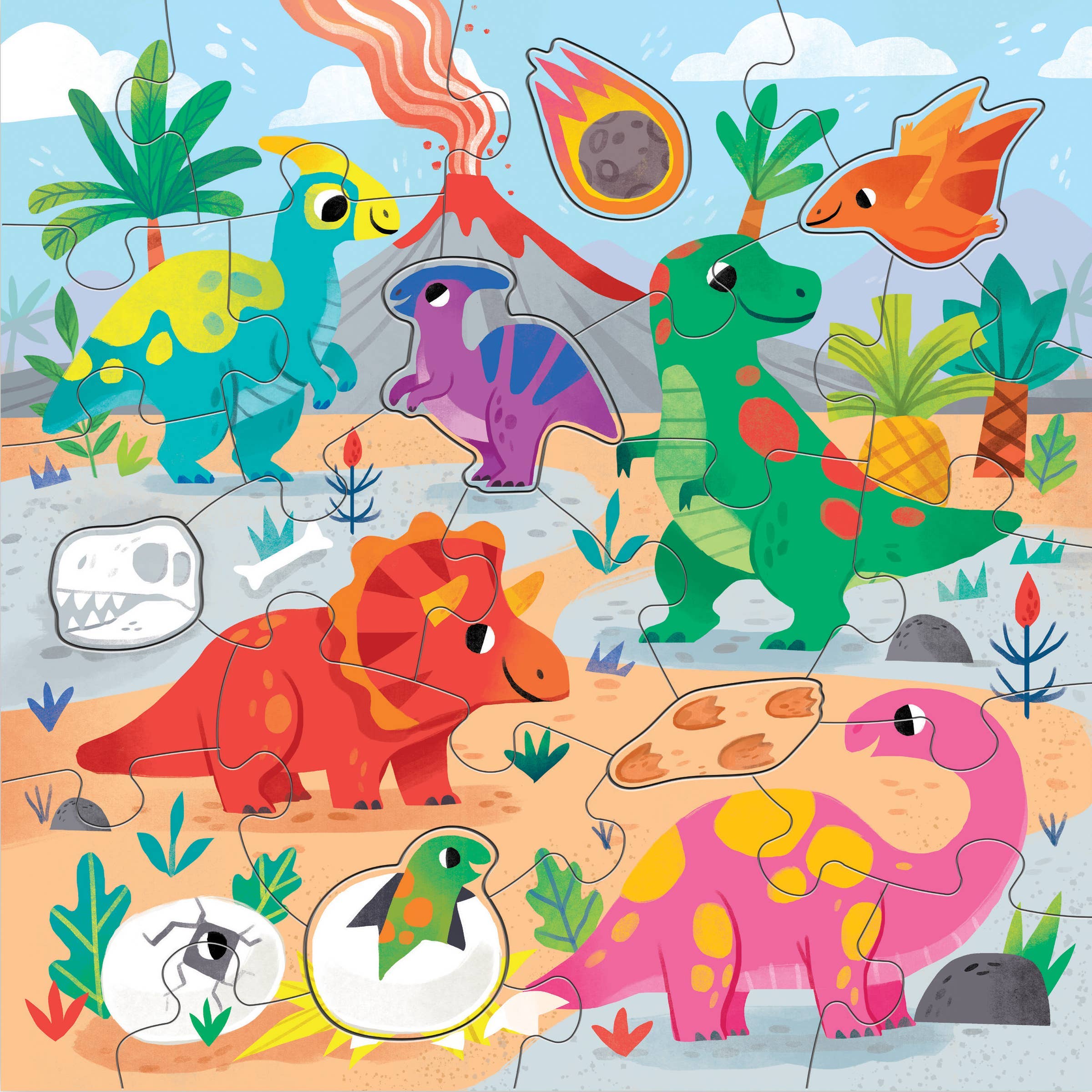 Chronicle Books - Dinosaur Park 25 Piece Floor Puzzle with Shaped Pieces