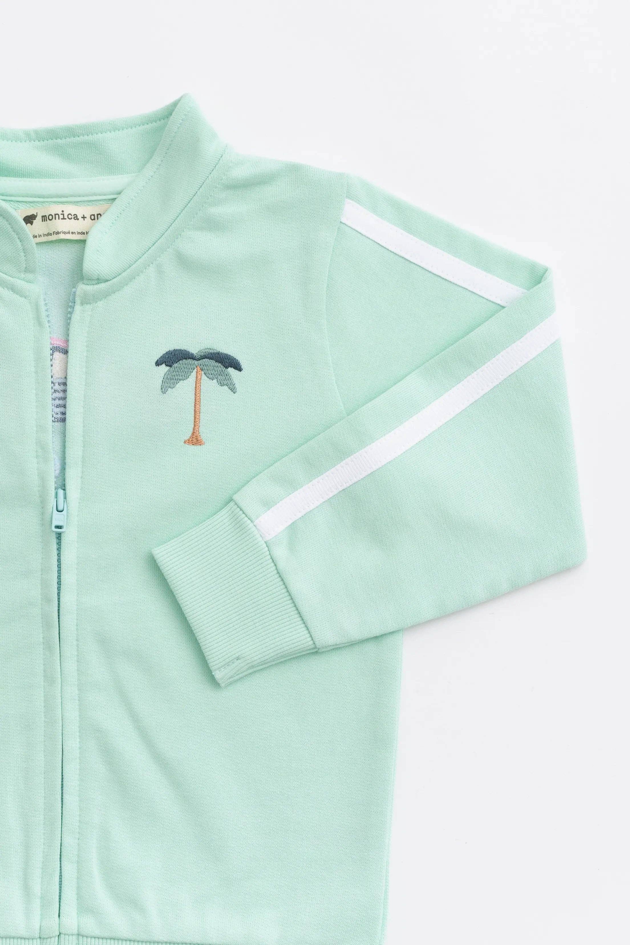 Monica + Andy - Baby + Kid Embroidered Sweatshirt_Palm Springs on Mint: Unisex / Palm Springs on Mint / 10