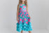 Pink Blue Tropical 3 Ruffle Spring Summer Dress
