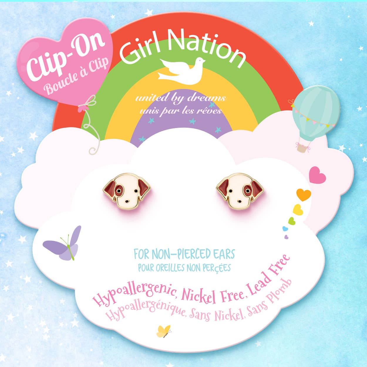 CLIP ON Cutie Earrings- Perky Puppy