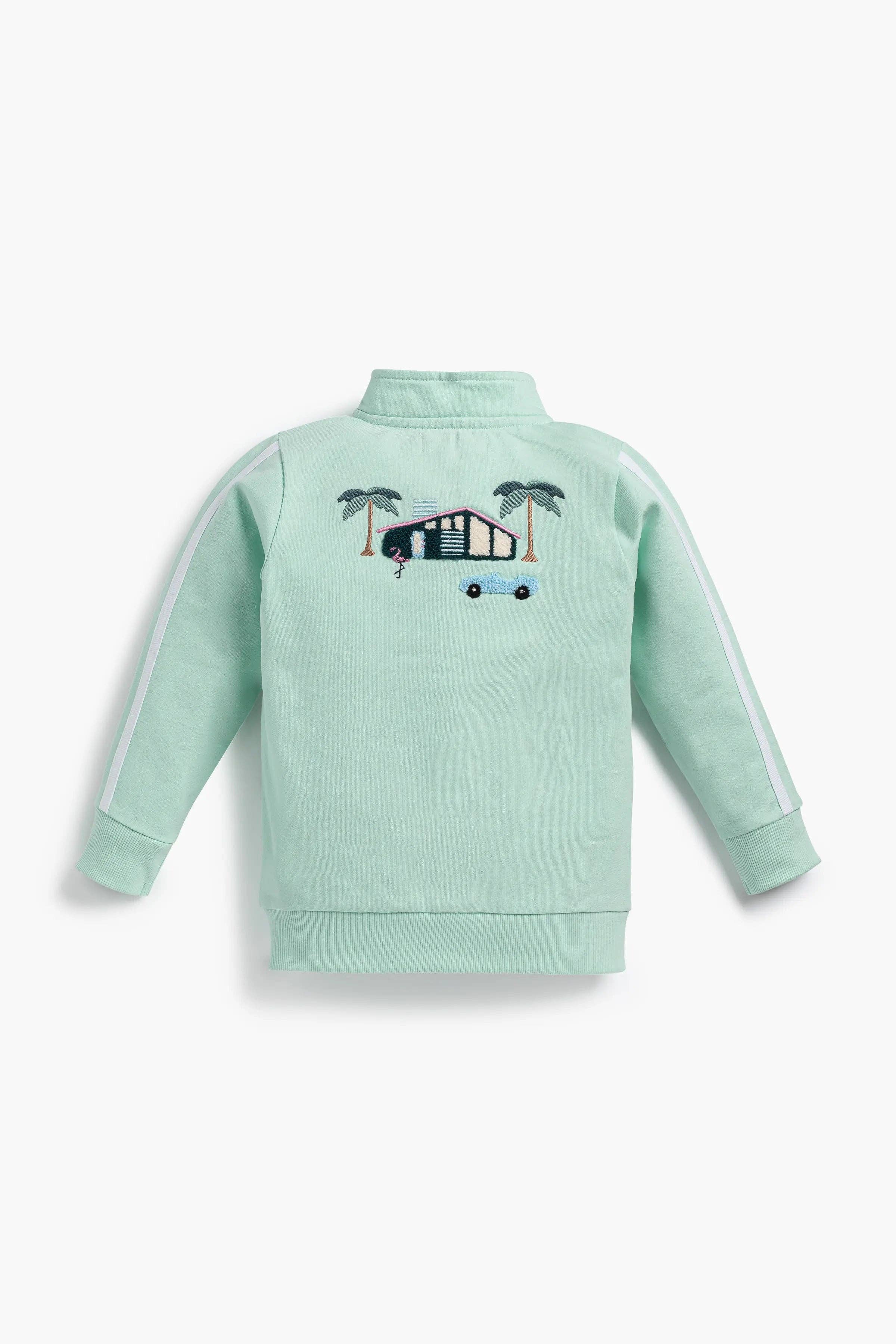 Monica + Andy - Baby + Kid Embroidered Sweatshirt_Palm Springs on Mint: Unisex / Palm Springs on Mint / 10
