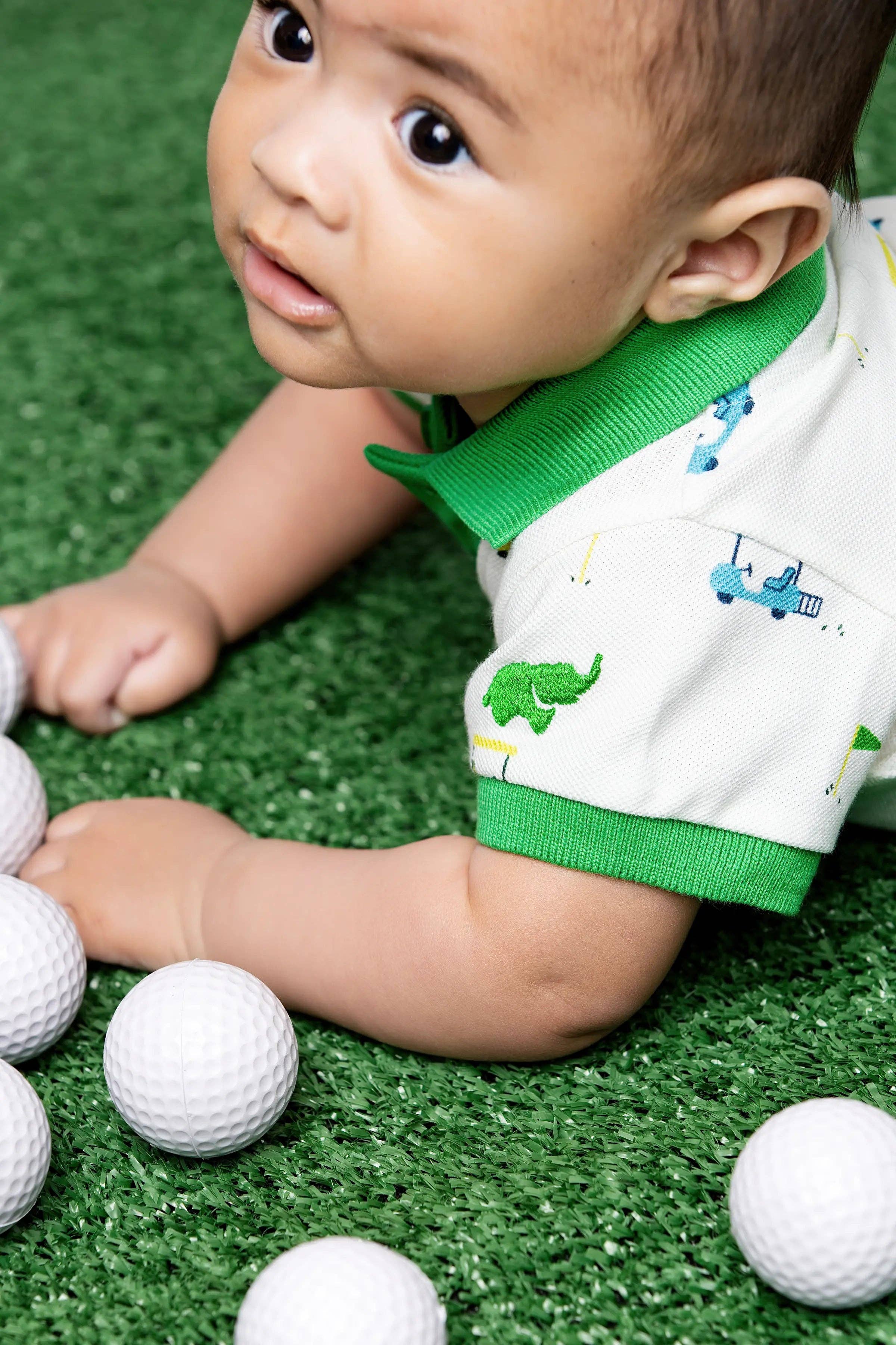Baby Golf Shorty Polo Romper Little Caddies