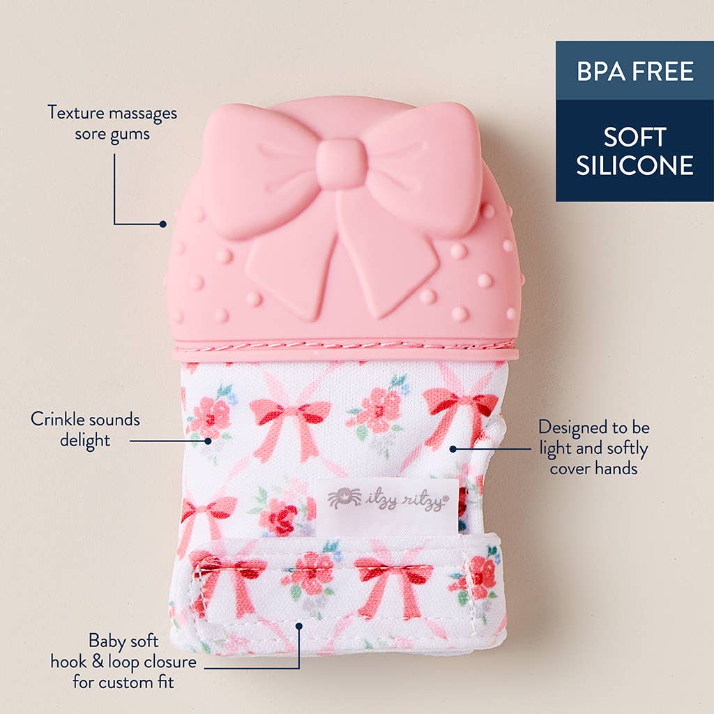Itzy RitzItzy Mitt™ Silicone Teething Mitts: Bow