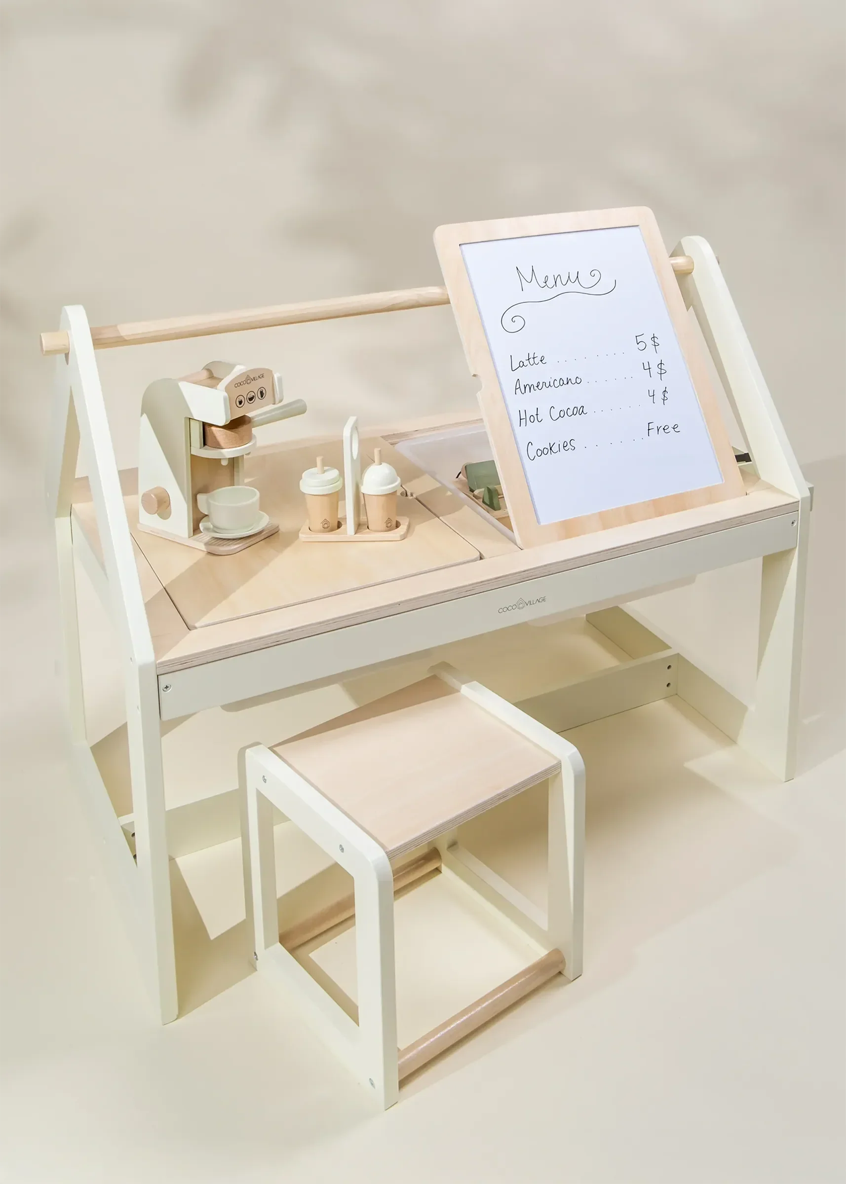 Coco Village Multifunction Wooden Art & Sensory Table w/ Stools