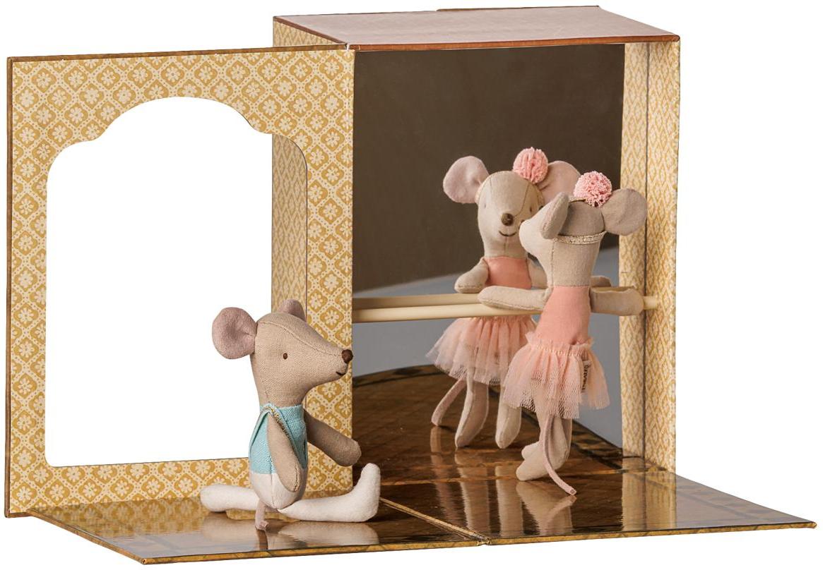 Maileg Ballet mice in dance studio, Little sister and brother