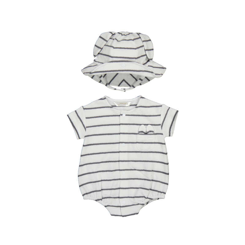 Bunny Stripe Romper w/Hat S26 1606