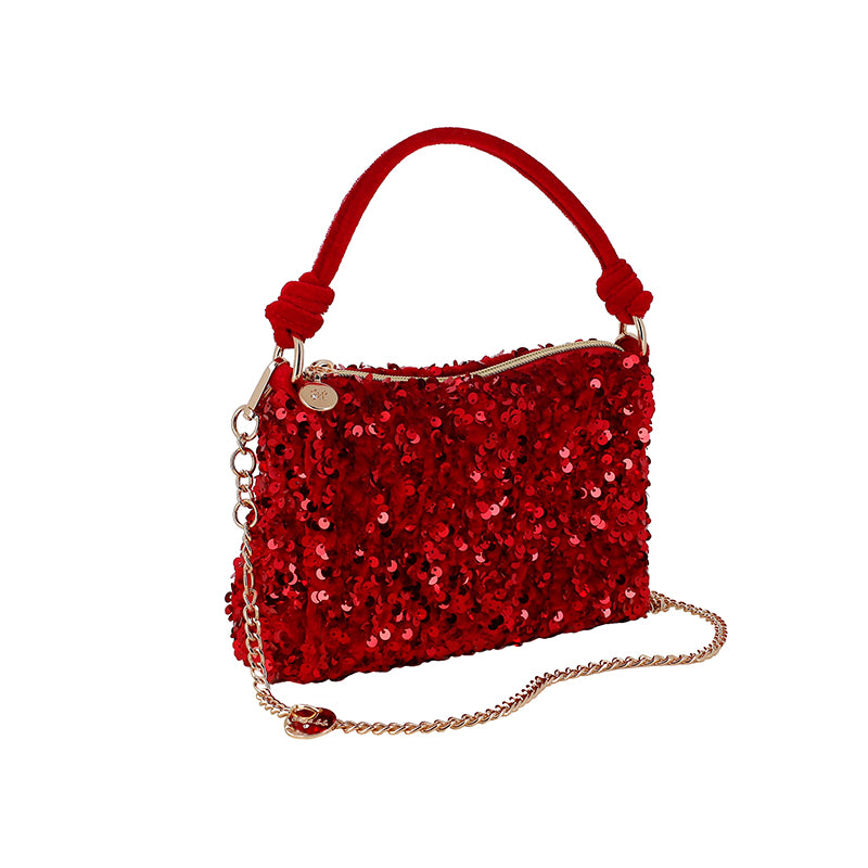 Abel & Lula Velvet Sequin Bag-Red W25 5979