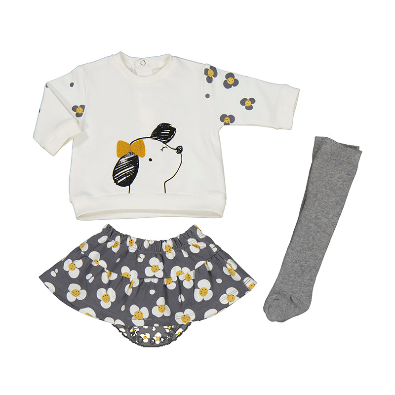 Knit skirt & tights set-Chickpea Doggy W23-2849