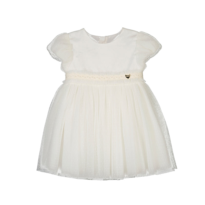 Pleated tulle dress-Natural S24-1904