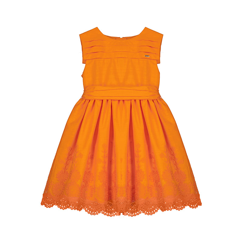 Embroidered Dress- Orange S24-3917