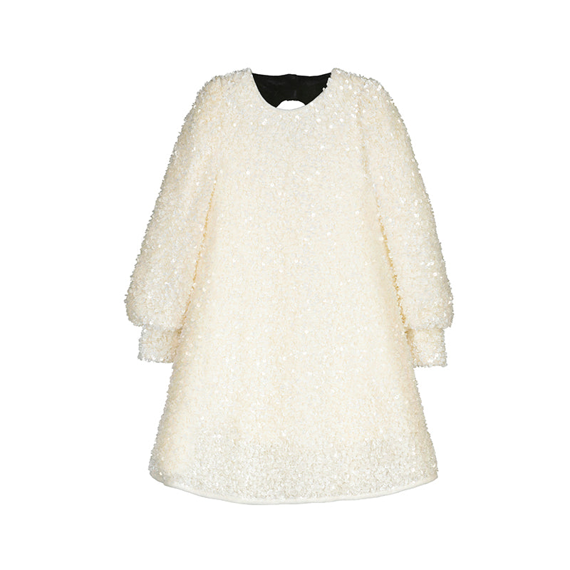 Abel & Lula Sequin Velvet Dress-Cream W25 5525