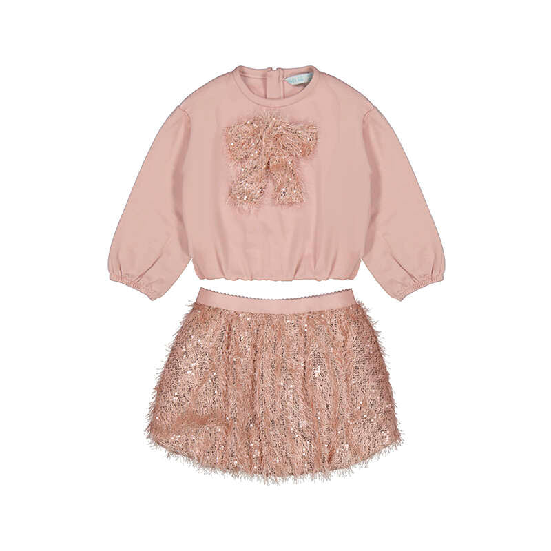 Abel & Lula Sequin Skirt Set-Petal W25 5539