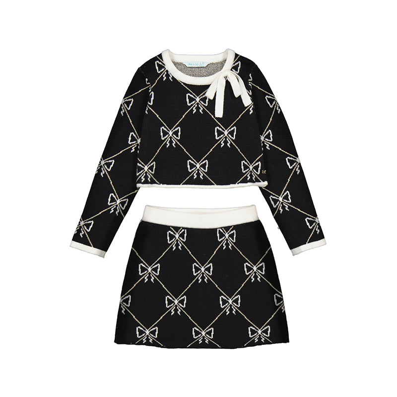 Abel & Lula Tricot Skirt Set-Black W25 5538