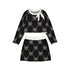 Abel & Lula Tricot Skirt Set-Black W25 5538