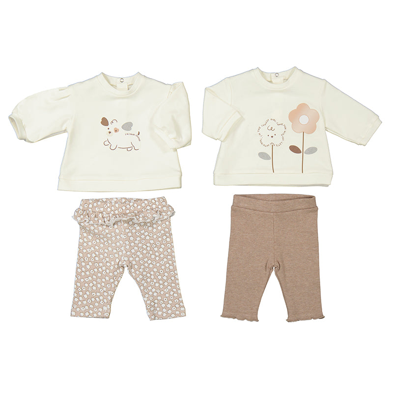 2 Piece Leggings Set One- Puppy top,polka dot pant W24-2786