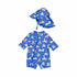 Bathing Bodysuit w/Hat-Klein Blue S25 1619