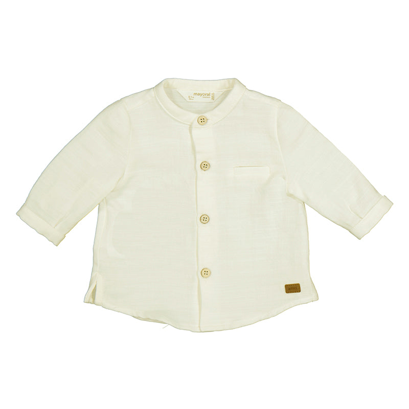 Long Sleeve Mao Collar Shirt- Natural W24-2181