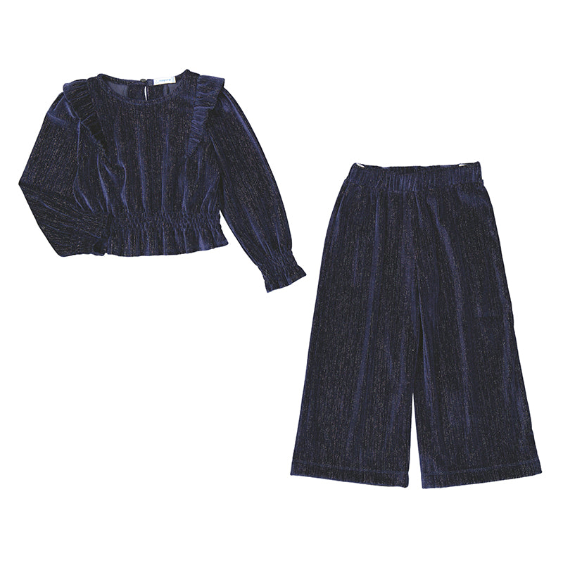 Velvet Pant Set- Navy W24-4550