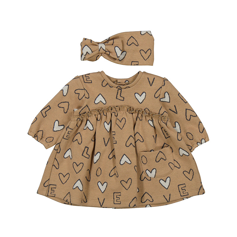 Dress w Headband- Peanut W25 2825