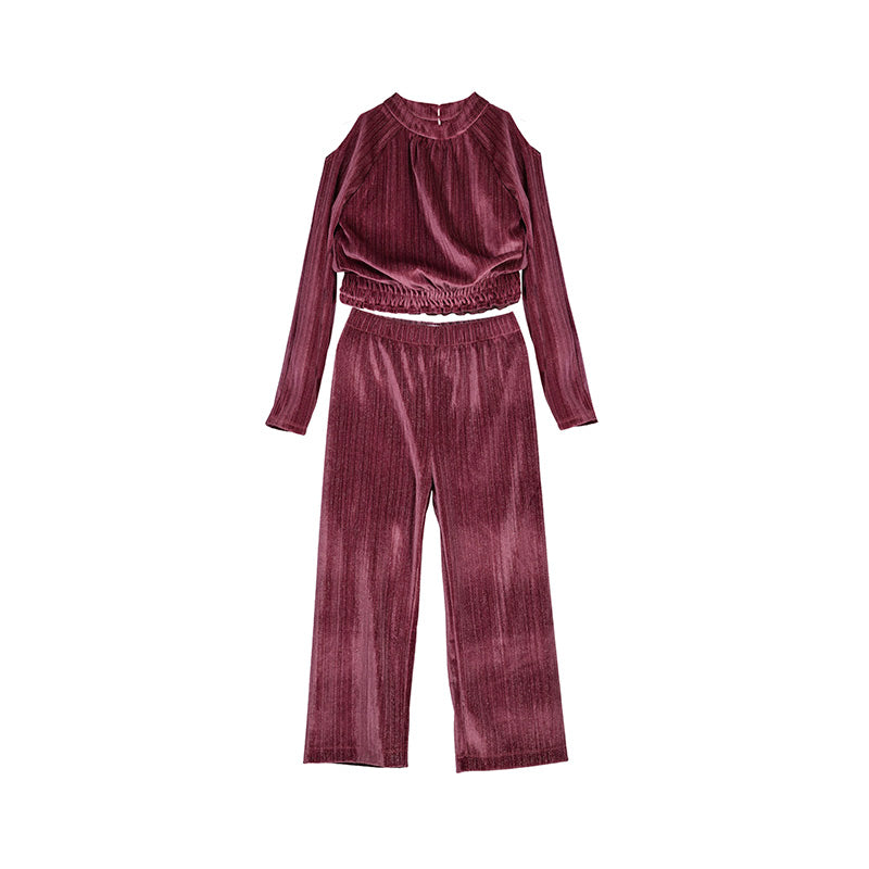 Velvet Pant Set- Mauve W24-7553