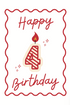 Happy Birthday card with a number four candle on a white background