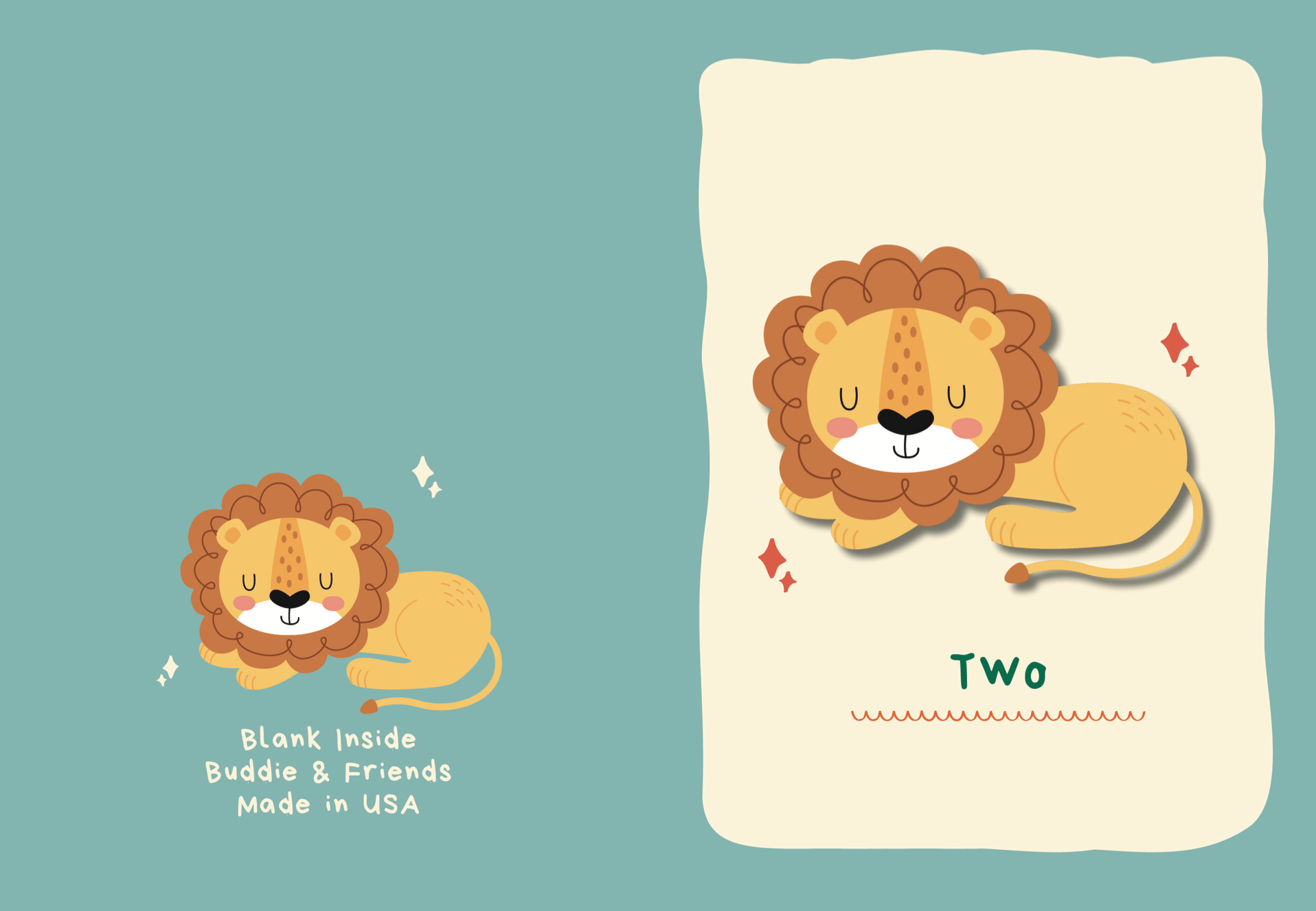 2 Lion Birthday Card
